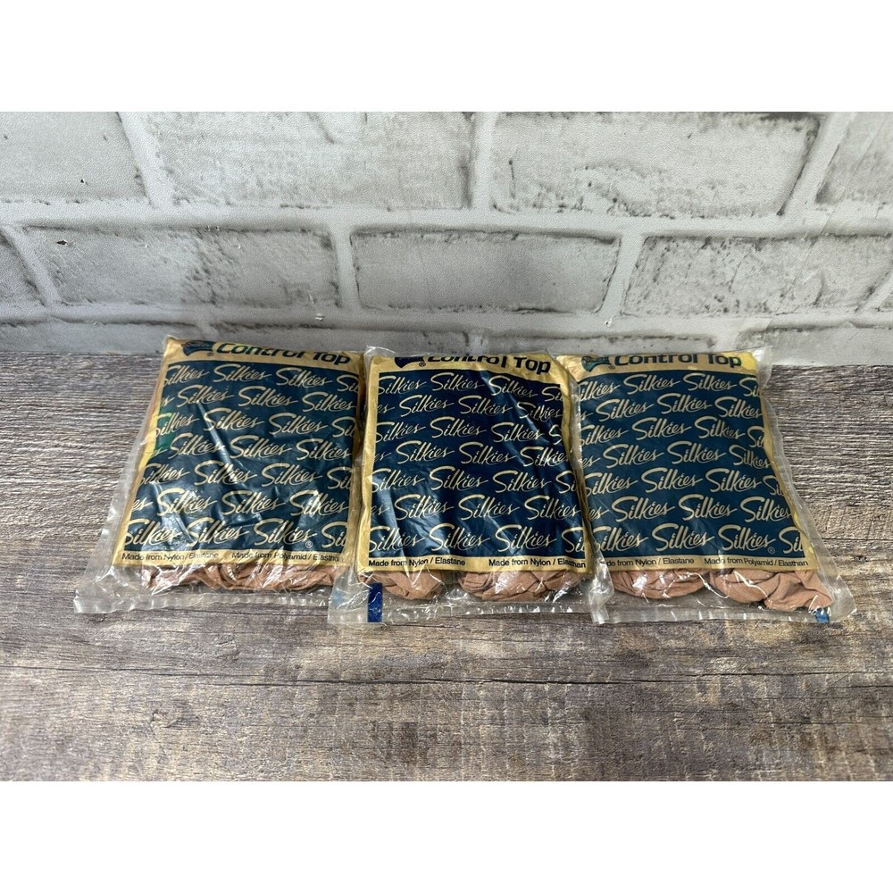 Silkies control top pantyhose x3 Medium-Nude-Natural Lot of 3